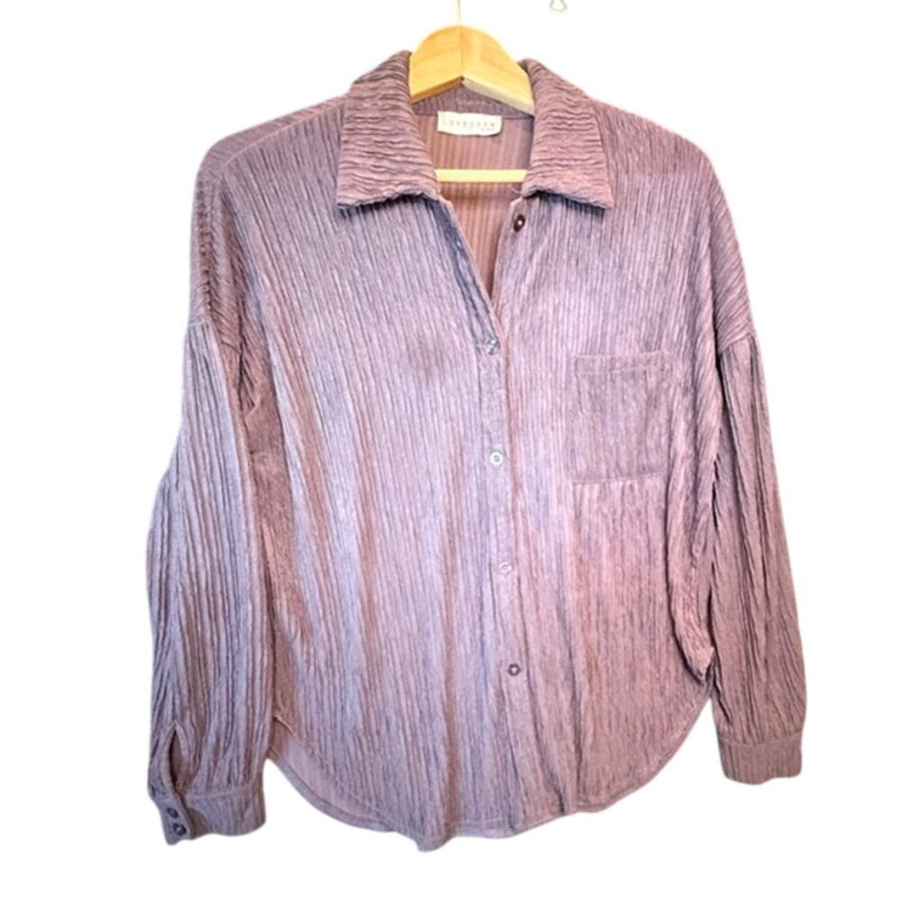 Lovepoem Textured Gray Blouse Pocket Womens Size S